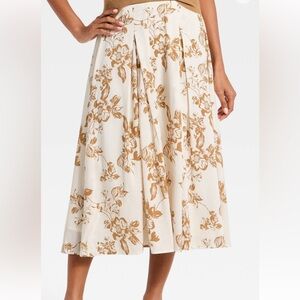 Brown Floral Print Women's skirt - Lightweight